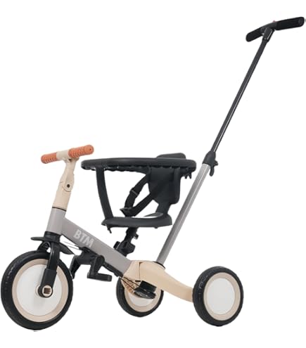 BTM 手押し棒付 三輪車 BTM 三輪車 手押し棒付き 子供用三輪車 5in1 1歳2歳3歳 背もたれ