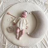 洗える サニーマット 約直径100×厚さ3.5cm 円形 ベビーマット お昼寝 厚手 赤ちゃん プレイマット 床暖房対応 ベビー 月齢フォト 寝相アート (ホワイト)