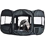 Amazonベーシック ペットサークル ポータブル ソフト トラベル用 グレー 114cm x 60cm