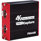 TreasLin HDMI Video Capture Card, 4K input and pass-through 1080P 60FPS Capture Device work with Xbox PS4 Switch for OBS Twit