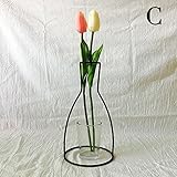 TOPmountain クリエイティブステッカーの装飾 DRIE花植物 アイアン棚 現代の概要 ガラスの花瓶 ホームガーデン