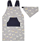 COLORFUL CANDY STYLE LAURA ASHLEY 子供用 キッズエプロン 男の子 かぶるだけ バッククロス 三角巾 100-120 セット DOGS N7908210