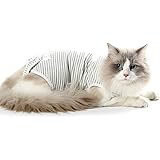 術後服 猫用 ペット術後ウェア 介護服 皮膚保護 不妊手術 傷口保護 避妊 傷舐め 引っ掻き防止 手術用 男の子 女の子 兼用 (S, グレー)