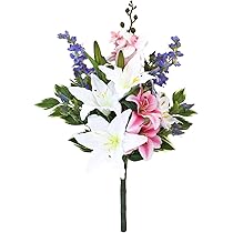 値下げ無し❌お墓用 雨に強い造花 供花 仏花 大きめセット胡蝶蘭 カサブランカ Amazon｜山久 造花 仏花 カサブランカと胡蝶蘭の仏様の大きな