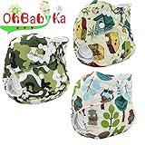 Ohbabyka3点セット おむつカバー 布おむつ ベビー 布オムツ おむつ 新生児用 新生児用品 サイズ調節可 洗濯可能 漏れしにくい パンツ フリーサイズ 通気性良い 保育園 入園準備 女の子 男