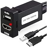 YOBIS USB入力ポート＆HDMI入力ポート オーディオ中継 オーディオパーツ スイッチホールパネル トヨタ車系用 ，スイッチホール USBポート HDMI入力 オーディオ中継 音楽 写真 ナビ連携 レッドLED点灯 約33mm×22mm ，US