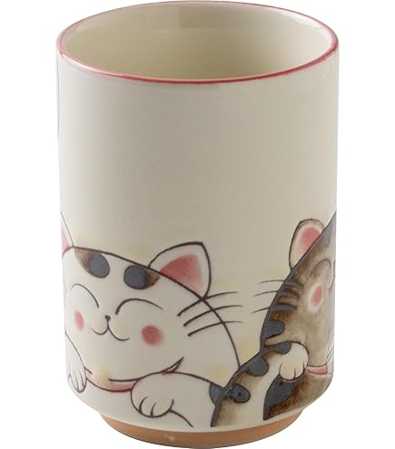 矢合直彦　作　ねこの湯呑み　陶器　コップ　カップ　ねこ　猫　動物 Amazon | 矢合直彦 作 ねこの湯呑み 陶器 コップ カップ ねこ 猫 動物