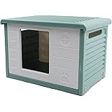 キャットハウス 通気性バックル 耐候性設置 4シーズン 屋外用キャットハウス (緑)