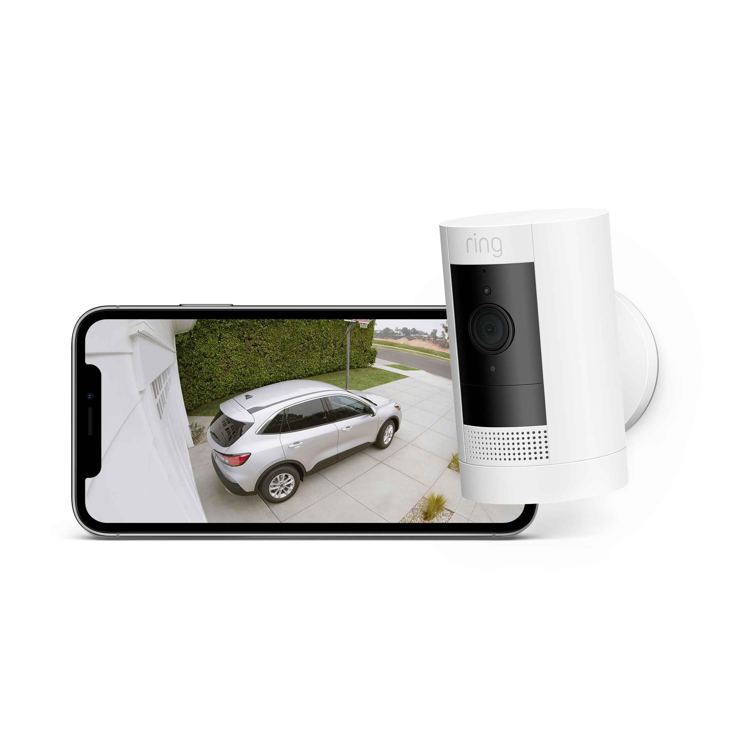 【2023年度グッドデザイン賞受賞】Ring Stick Up Cam Battery (リング スティックアップカム バッテリーモデル) | 外出先からも見守り可能、屋内・屋外で使える充電式セキュリティカメラ、デバイス盗難補償付き - ホワイト |