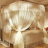 royal- U型レール釣りロッドMosquito Net three-door Singleダブル暗号化Thickeningプリンセススタイルステンレススチールブラケットベージュ 1.8m (6 F