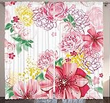 Flower Decor Curtains by Ambesonne Ornamental Spring Flowers Romantic Lilies Roses Floral Window Dra
