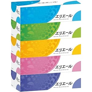 エリエール ティッシュ 180組×5箱 パルプ100%
