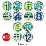 PATTERNS Baby Month Onesie Stickers Baby Shower Gift Photo Shower Stickers, baby shower gift by Ones