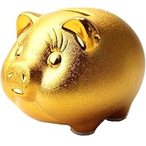 ☆ブタ☆ 貯金箱（縁起、運気抜群） Amazon.co.jp: EINEY ブタ 貯金箱 ゴールド 金色 開運 金運 運気
