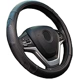 ZATOOTO ハンドルカバー 軽自動車 本革 ダイヤ柄 ｓサイズ ステアリングカバー マッサージ機能付き ブラック YWLY116-B