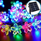 花型イルミネーション　飾りライト【50LED/9メートル/ソーラー充電式】 (レインボー)