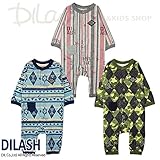 (ディラッシュ) DILASH兄弟お揃い服 ストライプ・迷彩・ネイティブ柄長袖カバーオール/秋 ベビー 80 カーキ