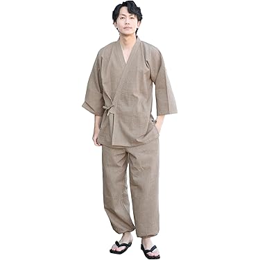 セットアップ メンズ 上下セット 綿麻 甚平風 和風 羽織 作務衣 男性用