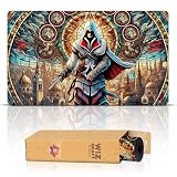 Wizcraft Gaming Paramint ステンドグラス アサシン (ステッチ) - MTG プレイマット - Magic The Gathering Playmat対応 - Play MTG、遊戯王、TCG - オリジナルプレイマット アートデザイン&アクセサリー