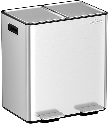 Runi⭐︎　天板タイル　ダストボックス　15L×3　ゴミ箱 Amazon｜ゴミ箱 3分別 横型 ペダル式キッチンごみ箱 3x15L