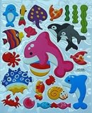 Jazzstick Cute Dolphin Fish & Squid Adhesive Foam Kids Room/Nursery Decorative Wall Sticker A4 size 