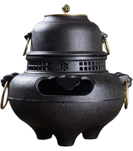 Amazon｜foke茶釜 風炉釜 切合鬼面風炉 茶釜添え 鉄風炉 茶道具