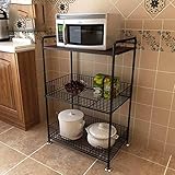 棚フロアキッチン用品ストレージラック3層 ( Color : Black )
