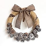 meiyiu素朴なスタイルWreath with Golden Pineal Bowknot Garlands 34 cm