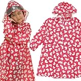 キッズフォーレ Kids Foret レインコート ハート ピンク 手提げ袋付き (M(110cm))