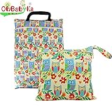 Ohbabykaウェットバック(防水バッグ) 2点セット おむつ ポーチ オムツ おしりふき 着替え タオル 水着 お風呂用品 食事セット入れ マルチ収納 お出かけ 温泉 スポーツ 消臭ポーチ (LJ