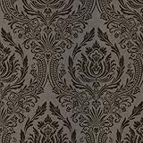 Kenneth James 601-58424 Pastiche Damask Wallpaper, Brown by Kenneth James
