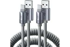LISEN USB to USB C Cable [2 Pack 0.3M-1.5M] for CarPlay & Android Auto USB A to USB C Cable, Type C Cord Fast Charging for iPhone 17e 17 Pro Max 16 Galaxy S26 Ultra iPad Pixel, Space Gray,Mother’s Day
