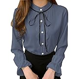 [Yino] （イノ） ブラウス シャツ レディース トップス レース シフォン 長袖 着痩せ 魅力 可愛い デート お出掛け 通勤 OL 普段着 カジュアル フォーマル ロングシーズン