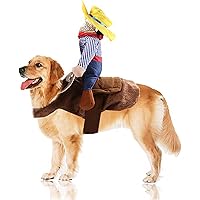 SEIS Pet Riding Costume Novelty Pet Supplies Cowboy Rider Horse Riding Designed Dog Apparel Party Dressing up Clothing Hallow
