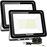 MORSEN led投光器 100W 2セット投光器 13000LM 極薄型 投光器屋外 100v 灯光器 作業灯 外灯 工事用ライト ledライト 屋外用 野外 防水 看板灯 集魚灯 駐車場用