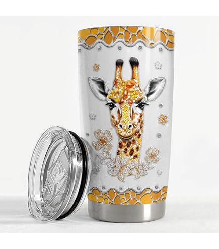 Onebttl 20oz Giraffe Tumbler – Insulated Stainless Steel Cup With Lid & Straw, Perfect Gift For Giraffe Lovers - View #6