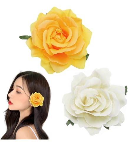 Amazon.co.jp: Kemxing 2個 バラの花 女性 ヘアクリップ、大きな花の