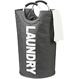 DOKEHOM 82L ランドリーボックス 洗濯バスケット ランドリーかご 洗濯ボックス 収納ボックス 収納バッグ 脱衣かご シンプル 防水取っ手付き 折りたたみ（全６色ダークグレー, L）