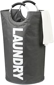 DOKEHOM 82L ランドリーボックス 洗濯バスケット ランドリーかご 洗濯ボックス 収納ボックス 収納バッグ 脱衣かご シンプル 防水取っ手付き 折りたたみ（全６色ダークグレー, L）