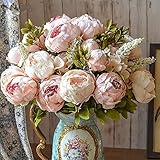 Kingsie 造花 ボタン 花束 インテリア アートフラワー 枯れない 牡丹 母の日 プレゼント ギフト 結婚式 撮影道具 1束6個花セット (ピンク)