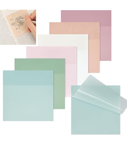Jewel Tone Transparent Sticky Notes - 4 Pack 3x3 Inch See-Through Annotation Sheets