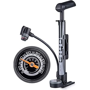 GIYO 自転車 空気入れ 携帯ポンプ 仏式/英式/米式バルブ対応 大型ゲージ付き 120psi 携帯用 軽量 ミニフロ…