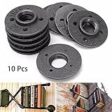 KING DO WAY 10個セット 30mm フランジ DIY 壁掛けシェルフ 金具 パーツ 配管 パイプ ブラックキャスト アンティーク調