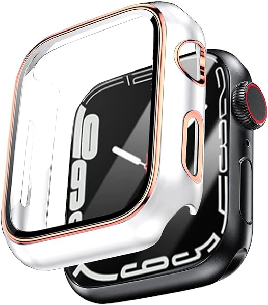 アップルウォッチ カバー apple watch ケース 【高級仕様】 保護 Pellforia ホワイト 白 × ローズゴールド 40mm 6 se 5 4 - 1