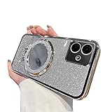 KOOLRIVER・For moto g64 5G ケース moto g64y 5G カメラ保護 カバー メッキ TPU ソフトケース リング付き ミラー付き スタンド機能 Qi充電 きらきら G64j 5G(シルバーA)