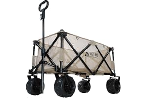 VASTLAND(ヴァストランド) アウトドアワゴン キャリーワゴン ワイドタイヤ 水洗い可能 メッシュ生地 高さ調節ハンドル 積載容量108L 耐荷重150kg