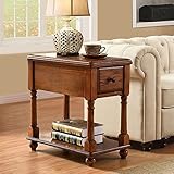 HAIZHEN 引き出し付きコーヒーテーブルソリッドウッドスクエアコーナーテーブルベッドサイドテーブルキャビネット電話コーヒーテーブルL56 * W33 * H59CM。 ( 色 : B )