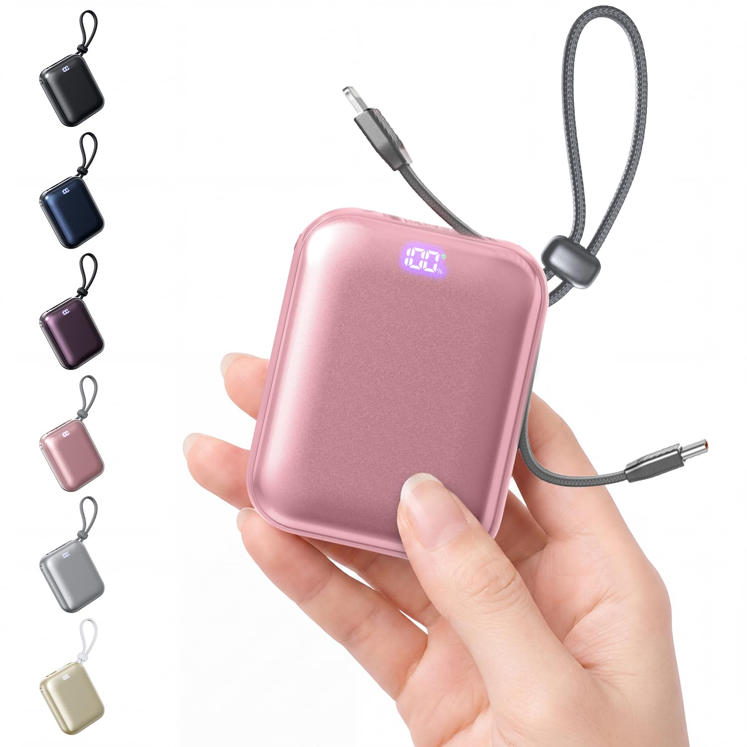 【Amazon.co.jp限定】 モバイルバッテリー 20000mAh 大容量 小型 【22.5W急速充電・3台同時充電】 携帯充電器 Type-C・Lightningケーブル内蔵 軽量 LED残量表示 コンパクト ストラップ付き スマホ充電器 iP
