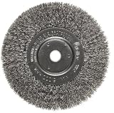 Weiler Trulock Narrow Face Wire Wheel Brush, Round Hole, Stainless Steel 302, Crimped Wire, 6 Diamet