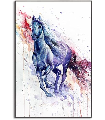 Amazon.co.jp: 馬の装飾 アート絵画 風景画 30x40cm 木製パネル付 絵